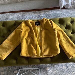Women’s Lucky and Blessed Large Yellow Faux Fur Jacket/Coat